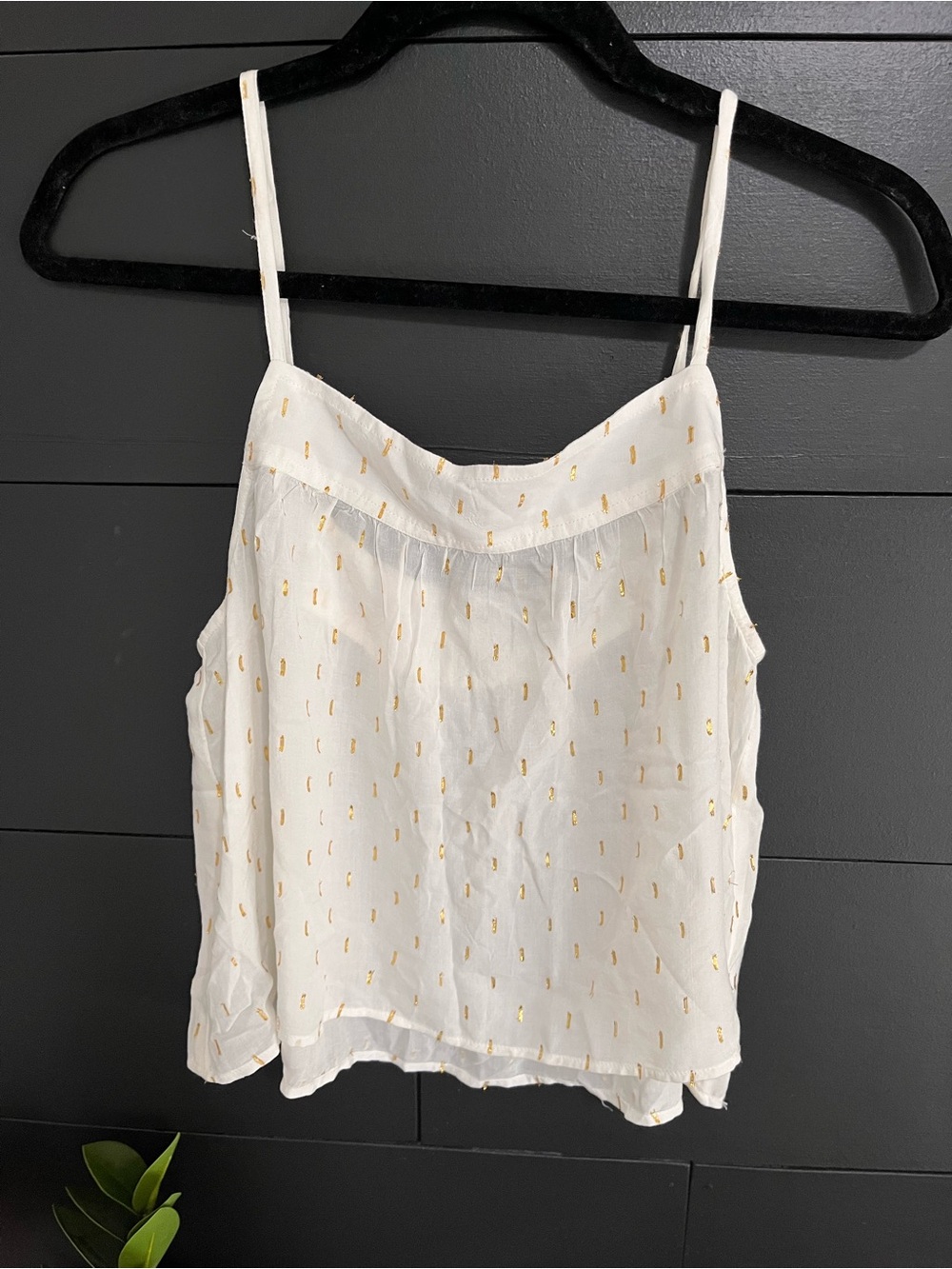 AERIE Gold & Cream Flowy Whimsical Sheer Linen Tank Top Women’s Sz XS EUC